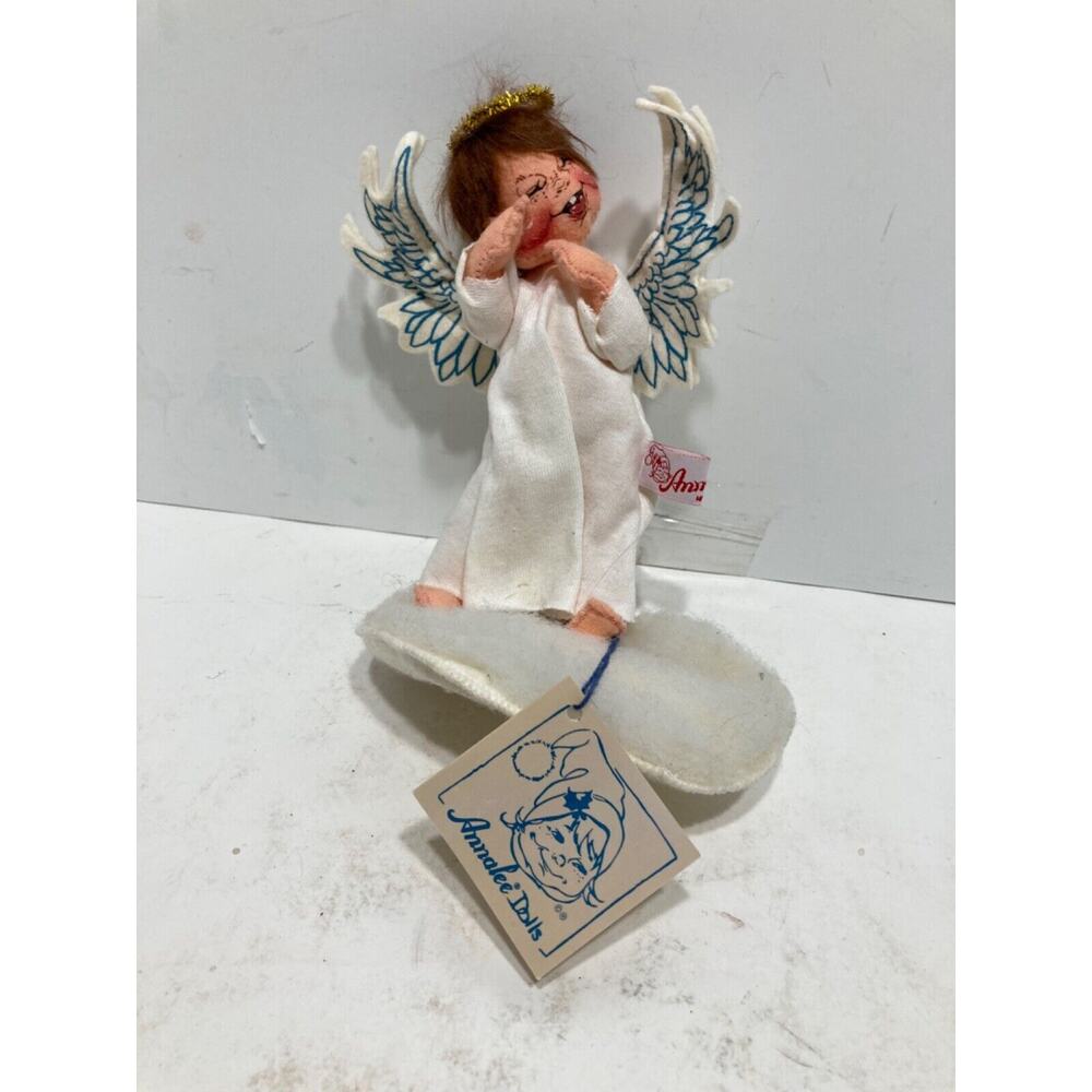 Annalee Vtg 1995 12” White Gold Halo Angel Doll Posable Decoration Hand Painted